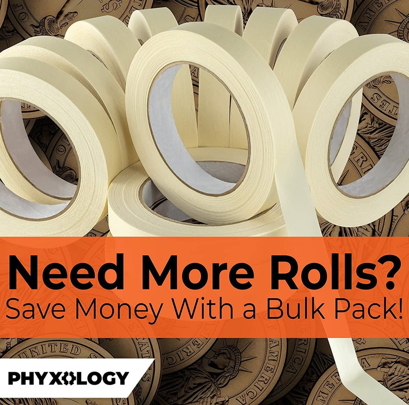 PHYXOLOGY SUPPLY 3/4 in Pro-Grade Masking Tape. Single Roll = 60 Yards of Multi-Use, Easy Tear Removable Tape. Great for Labeling, Painting, Packing and More. Adhesive Leaves No Residue! - Image 5